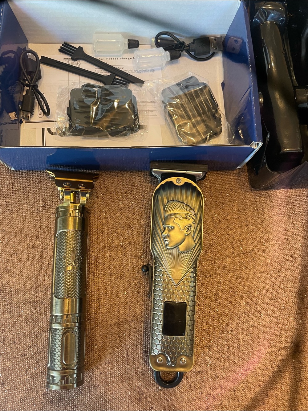 New in box. Hair clipper 2 piece set with usb recharge cords